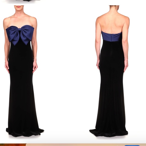 Badgley Mischka Dresses & Skirts - Badgley Mischka Strapless bow-embellished velvet gown Size 14